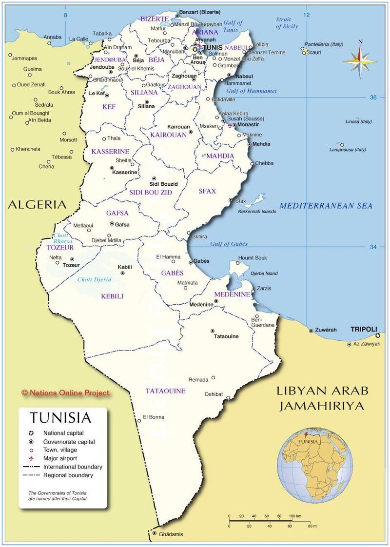 carte de la Tunisie